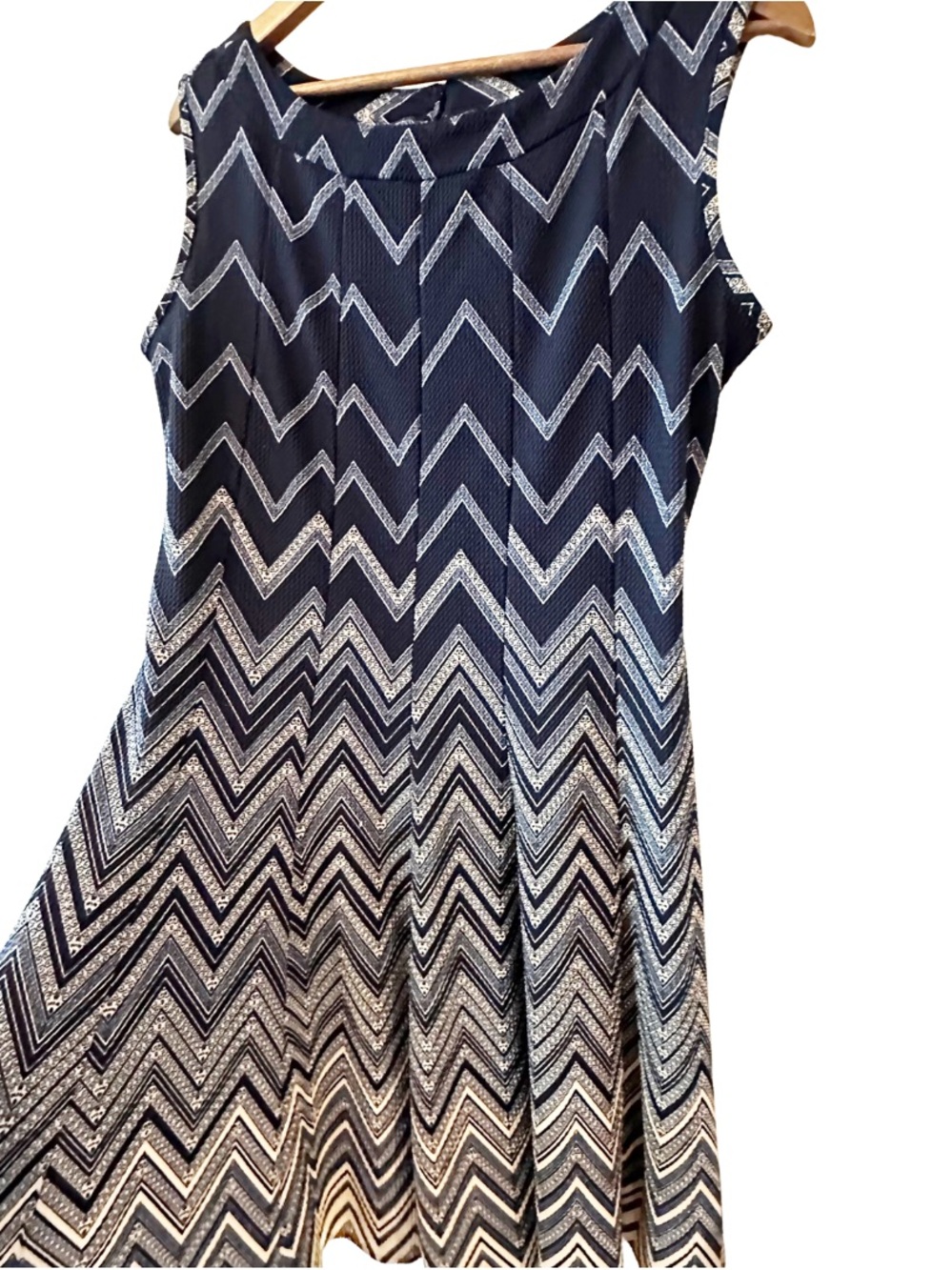 Haani Navy and White Chevron Midi Dress